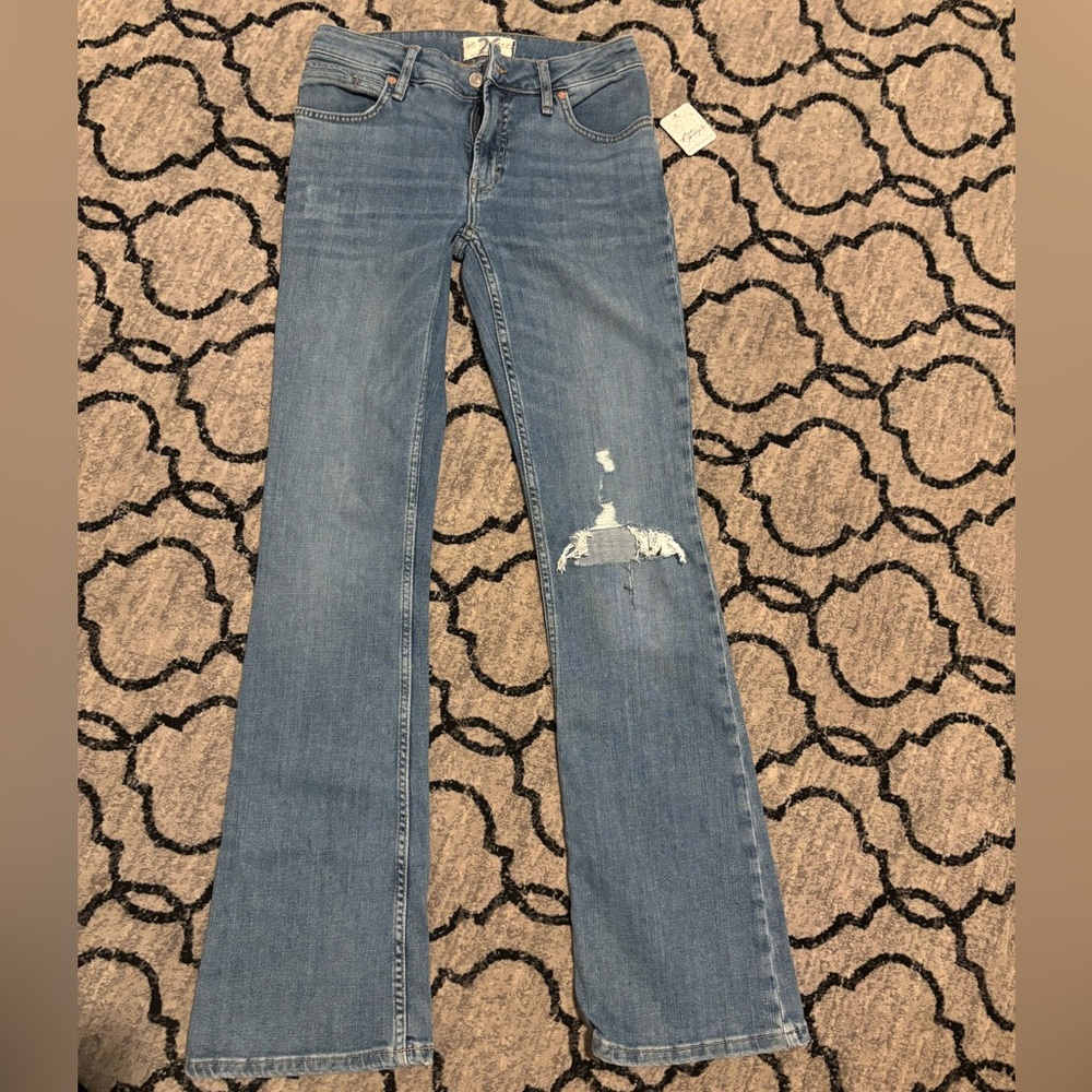 Free People Light Blue Flare Jeans, 26